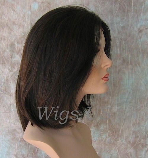 Wigs 100% Remy Human Hair Lace Front Black & Auburn shoulder length 