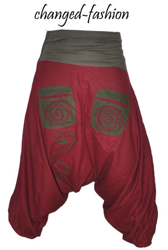 Unisex PUNK SPIRAL PANTS/TROUSER Maroon/Mehendi (12 14)  