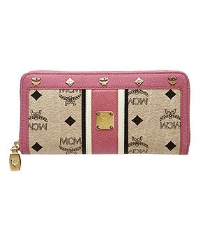 NWT MCM Women Wallet Zippered VISETOS Pink  