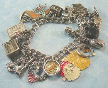 Vintage 60s Sterling Silver Charm Bracelet 7.25 Camera OPENS, Mad 