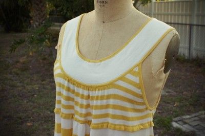 FREE PEOPLE STRIPE CHIC COTTON KNIT BABYDOLL TOP MEDIUM  