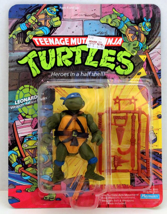 TMNT LEONARDO TEENAGE MUTANT NINJA TURTLES MOC UNPUNCHED PLAYMATES 