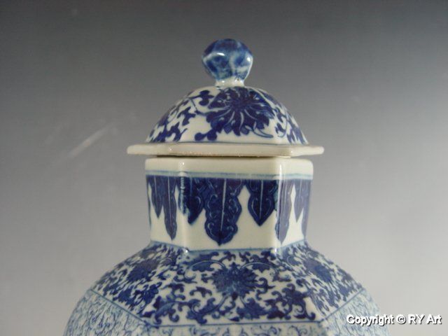 PAIR CHINESE BLUE WHITE PORCELAIN JAR 16 H w LANDSCAPE  