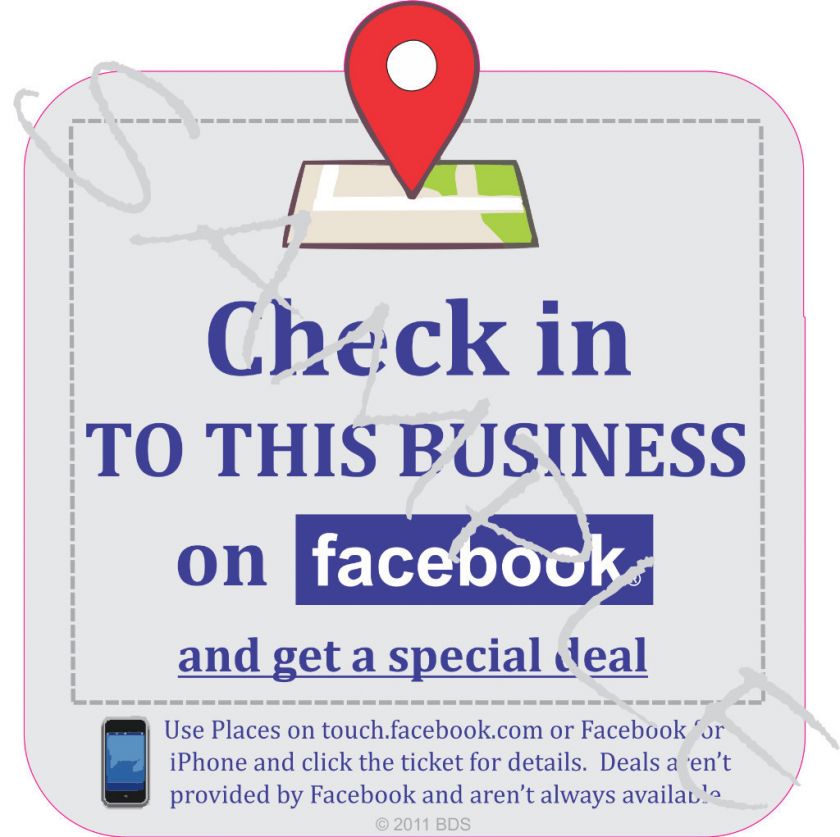 Check in With Us on Facebook for Special Deal Coupon window Decal 