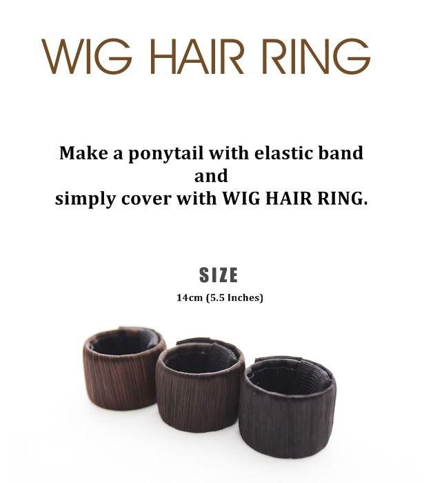   Synthetic Hair Cover Wrap Around Ring Band Tie Black Dark Brown  