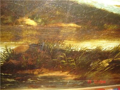 ANTIQUE LARGE British School Landscape Oil Painting  