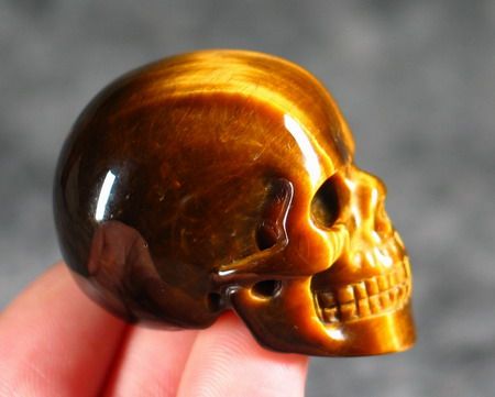 Sample Gold Tiger Eye Carved Crystal Skull/Head,Crystal Healing  