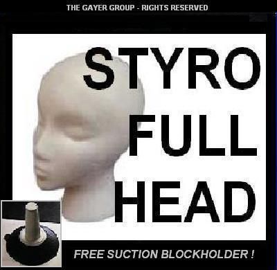 WIG TOUPEE STYRO STYROFOAM HEAD #STYRO w/FREE blkhldr  