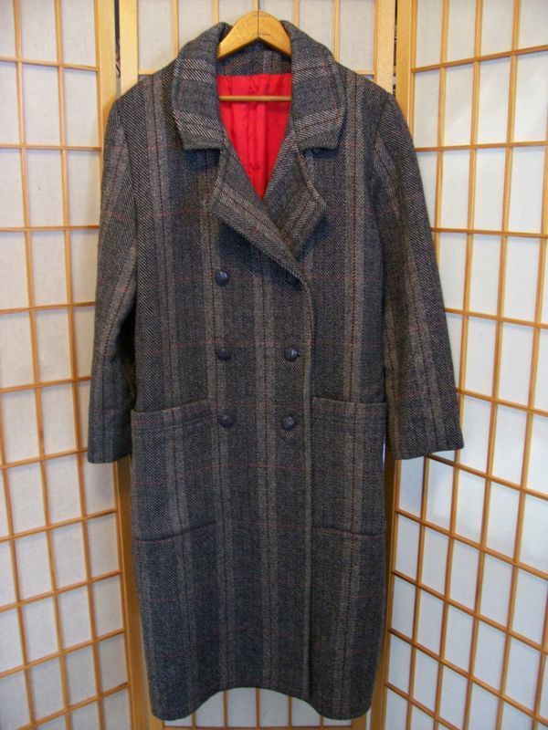 WOMENS PENDLETON HERRINGBONE WOOL LONG PEA COAT EUC  