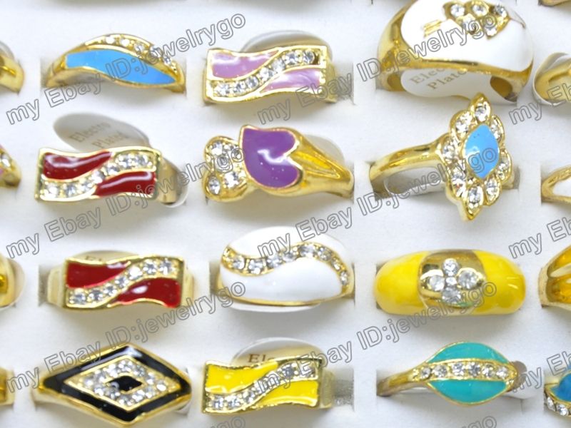 wholesale lot resale 10 multicolor enamel cute ringsHE1  