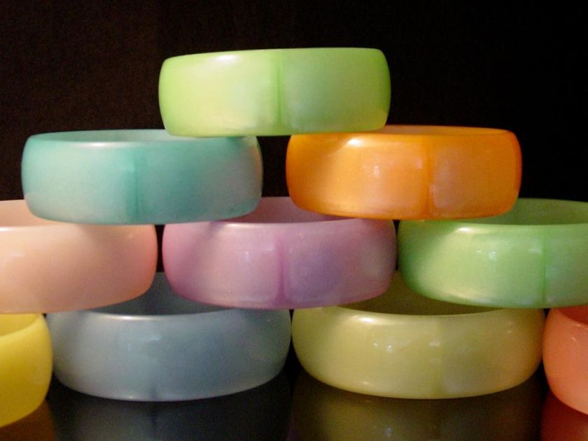 Vtg 60s Lucite Plastic Moonglow Bracelet Book Pc Each  