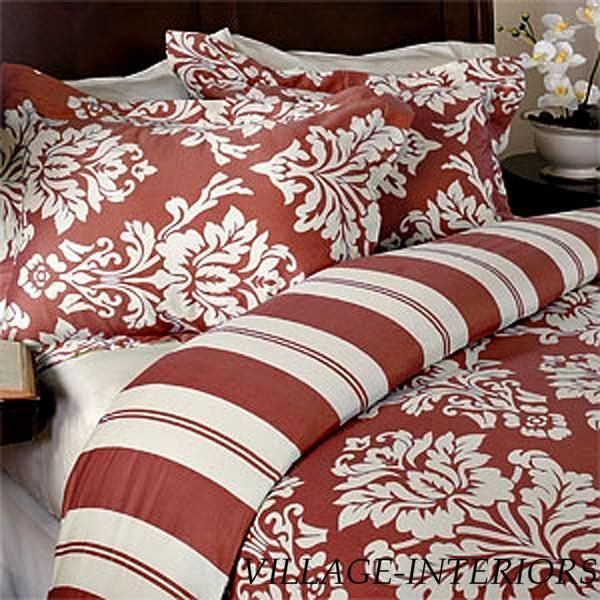 MEDALLION TERRA COTTA RED KING COTTON DUVET COVER SET  