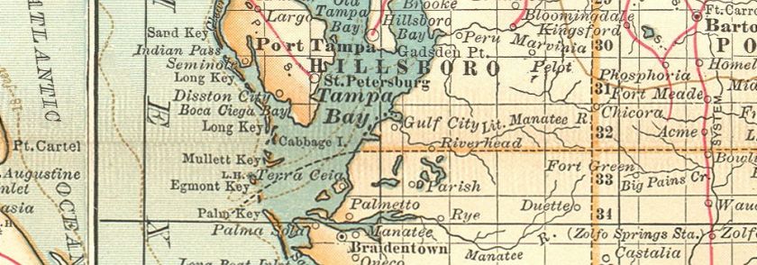    Inset Jacksonville, Key West, Tampa, St Augustine,1903 map  