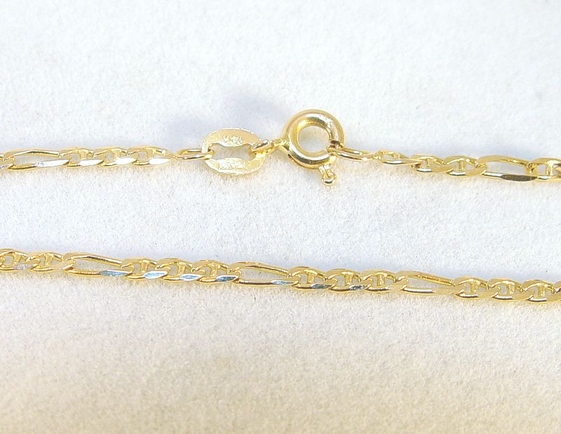 14K Yellow Gold 9 Figaro Link Anklet 2.23gms  