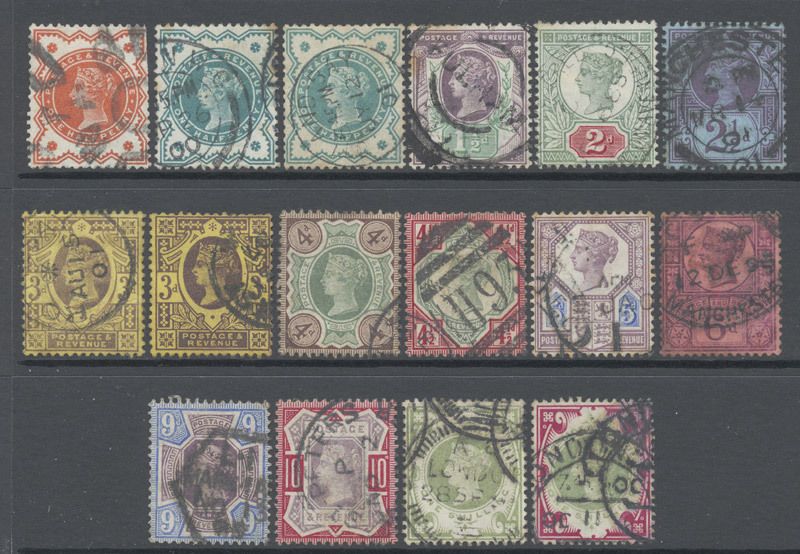 Great Britain GB 1887 92 1/2p 1sh Set Used  