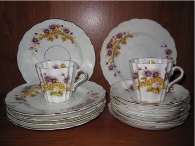   Czechoslovakia Antique Bone China Set 14 Czech TK Delicate Vintage