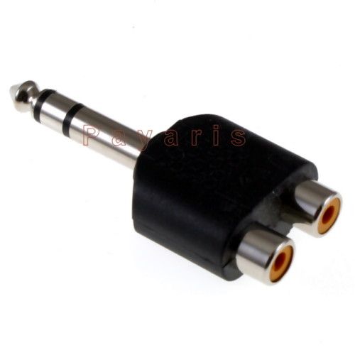 3mm Stereo Plug To 2 RCA Jack Headphone Adapter Block  