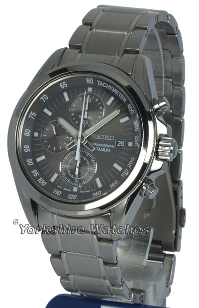 LATEST SEIKO TITANIUM CHARCOAL GREY CHRONO WITH DATE SNDC91P1  