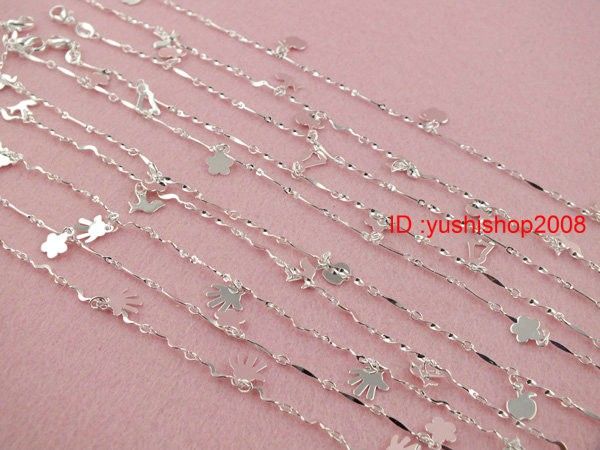 wholesale 10pcs S80 silver nice mix anklets D010  