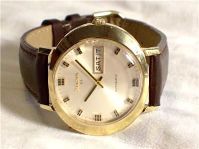 VINTAGE MENS BULOVA 23 JEWEL WATCH RUNNING 11AOACB DAY/DATE  