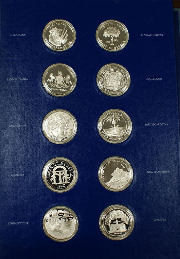 50 State Bicentennial Proof Sterling Silver Medals, Franklin Mint 
