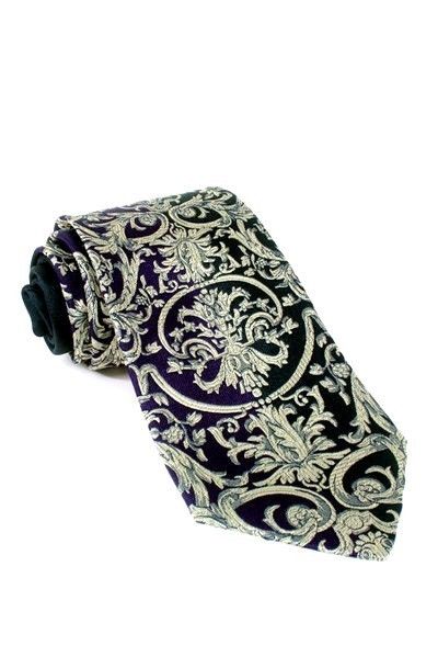 Versace Mens 100% Silk Tie Made in Italy Navy & purple  