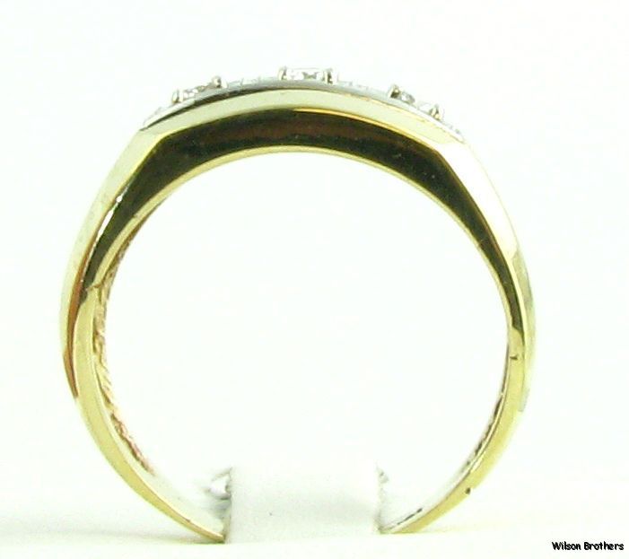   Genuine Three Diamond Wedding Band Ring   10k White Yellow Gold A++
