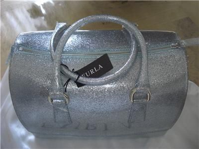 FURLA CANDY SKY Pale Blue Glitter SATCHEL JELLY Bauletto BAG W LOCK 