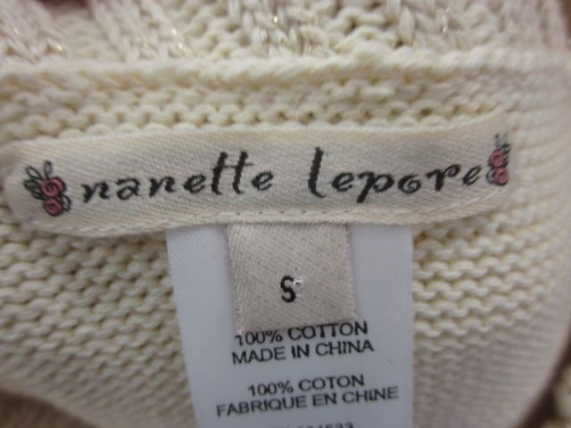 NANETTE LEPORE Tan Cotton 3/4 Sleeve Cardigan Sz S  