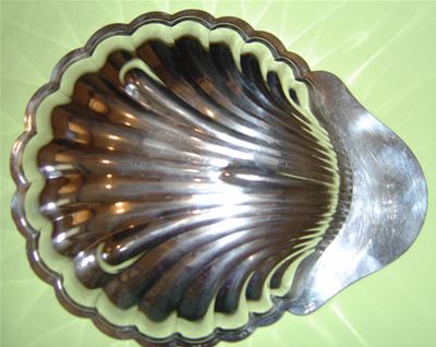 English Silver Oyster Shell Bon Bon Dish made in USA  