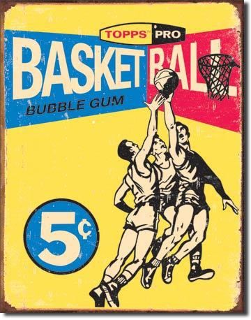 Vintage Retro Tin Sign Topps 1957 Basketball Gum Card  