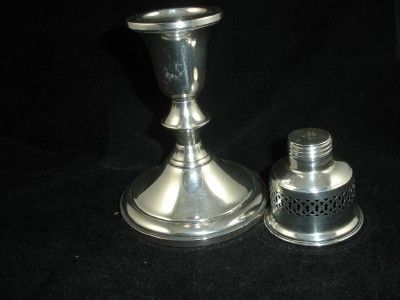Pair Antique TOWLE STERLING Etched Hurricane Candlesticks 