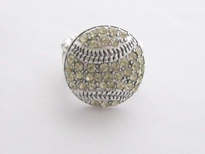 Softball Crystal Fashion Stretch Ring Jewelry  
