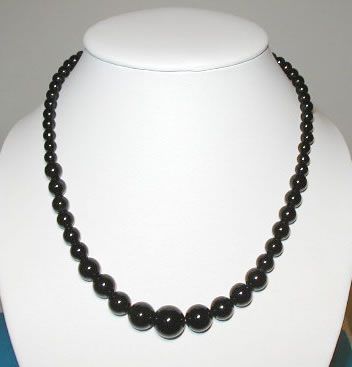 ELEGANT GRADUATE BLACK ONYX NATURAL NECKLACE NICE 18NR  