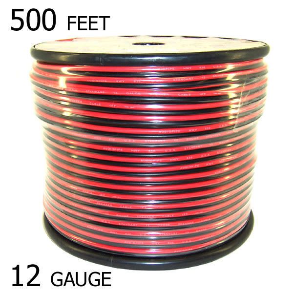 BLACK / RED 12 GAUGE SPEAKER HOME CAR AUDIO WIRE   500  