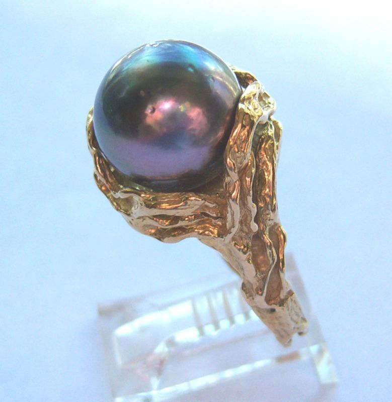 VINTAGE 18K TAHITIAN PEARL RING  