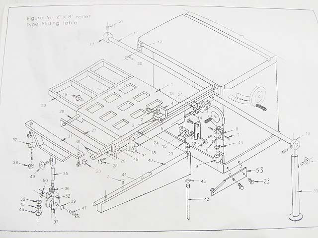 NEW 4x8 ROLLER TYPE SLIDING TABLE SAW PARTS  