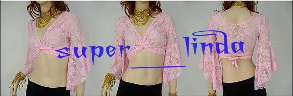 Belly Dance Bolero Lace Top Flared Blouse 10 Color Blue  