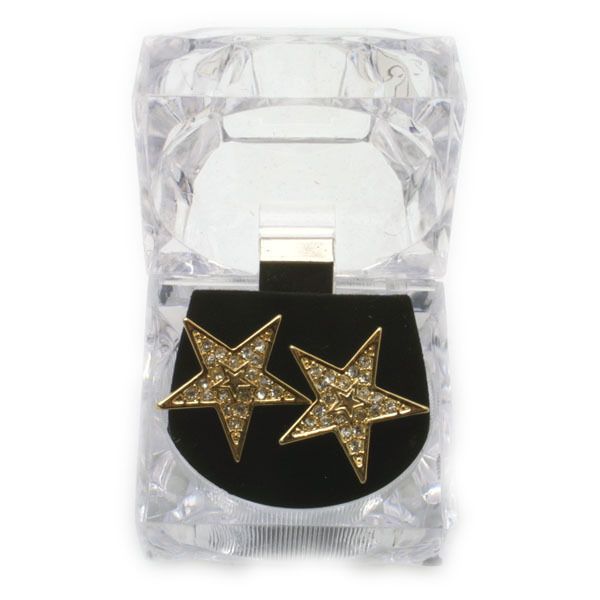 Men CZ Earring Hip Hop Thug Bling Iced Star  