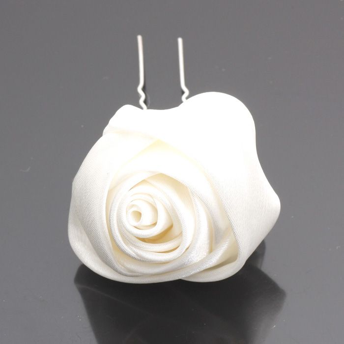 Ivory Silk Rose Bridal Wedding Flower Hair Pin Clip  