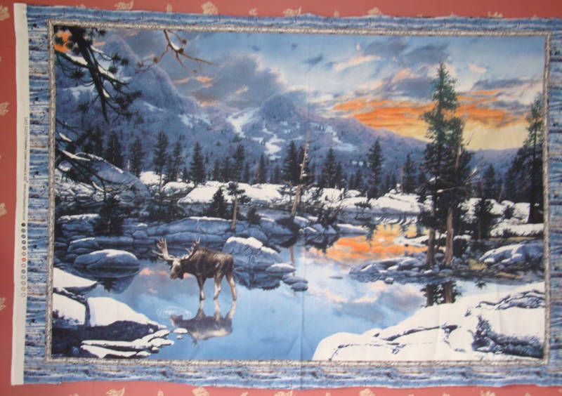 LAST LIGHT ELK & FROZEN POND Wallpanel SOUTH SEAS IMP  