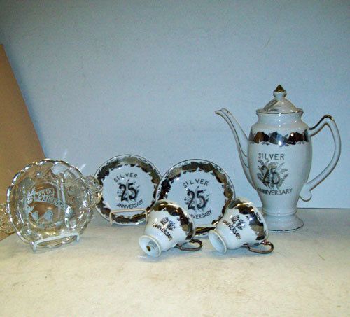 Norcrest 25th Silver ANNIVERSARY China Coffee Set C 248  