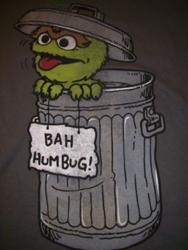 SESAME STREET BAH HUMBUG OSCAR THE GROUCH T SHIRT S NEW  