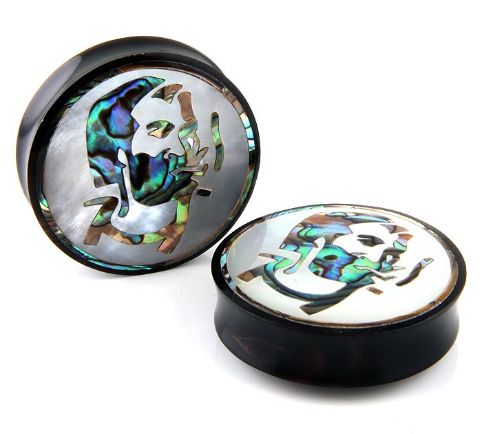 17MM Horn inlay Abalone Shell ear plug Gauges  