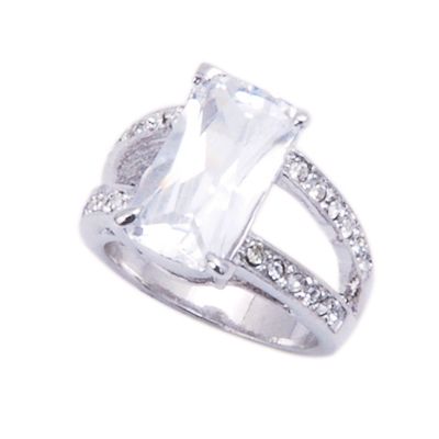 Emerald Cut CZ Dual Band Ring in Size 5 6 7 8 or 9  