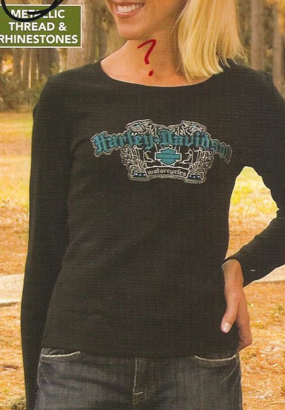 NWT Harley Davidson Ladies Gem L/S Tee H3529186 LARGE  