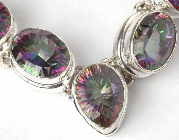 Sensational .925 Silver MYSTIC TOPAZ Gemstone NECKLACE 18 ~ Up to 296 