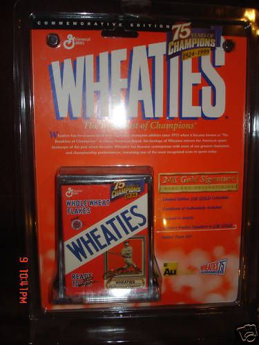 1999 WHEATIES LOU GEHRIG 24 KARAT GOLD SIGNATURE BOX  