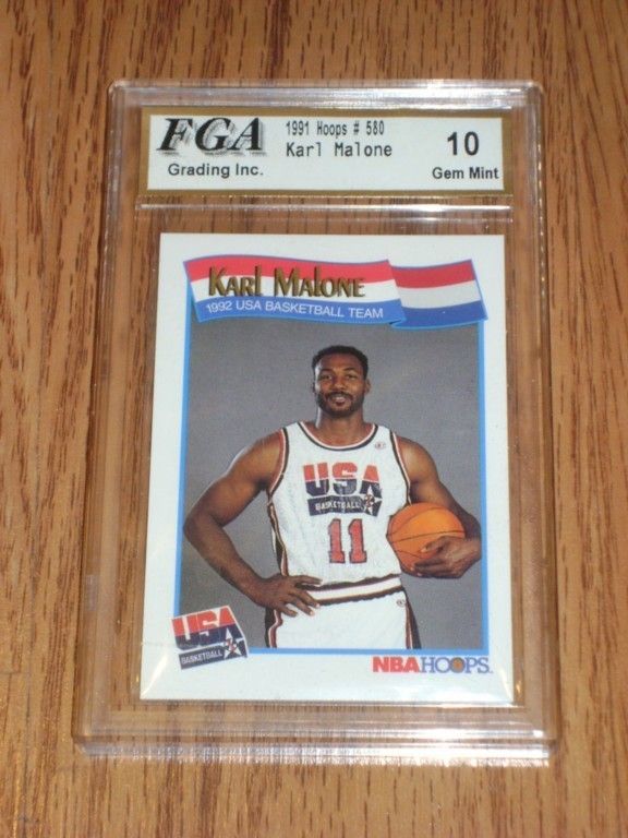 KARL MALONE / 1991 HOOPS USA BASKETBALL #580 / GRADED 10  