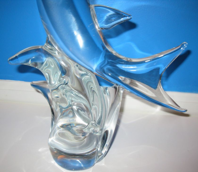   Crystal Shark Signed Zanetti Murano Art Glass Sculpture One of aKind